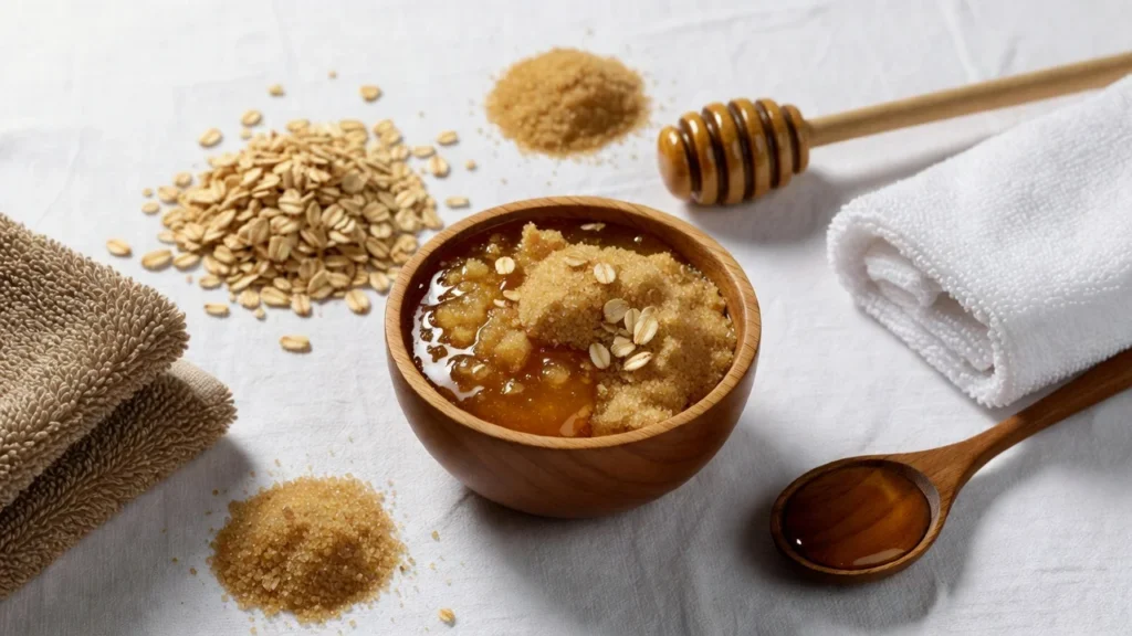 exfoliante natural zona íntima con avena miel y azúcar